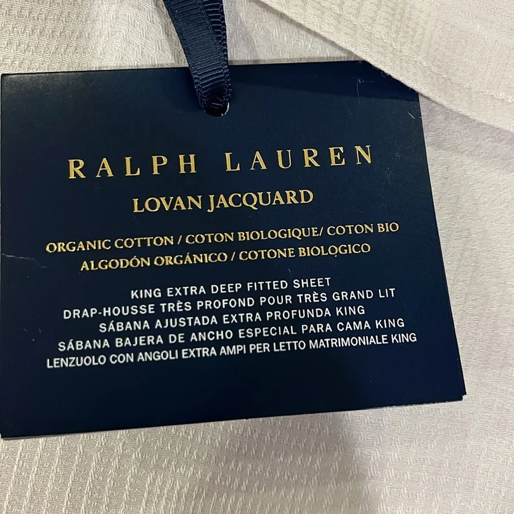 Ralph Lauren Lovan Jacquard King Sheet Set Flat Deep Fitted + 2 Pillowcases